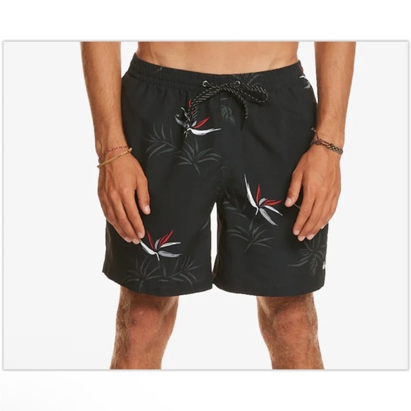 Quicksilver Men’s Black Printed Lined Board Shorts Size Large - Picture 1 of 8